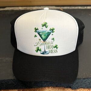 Luckiest Hot Mess Party Hat - Black and White